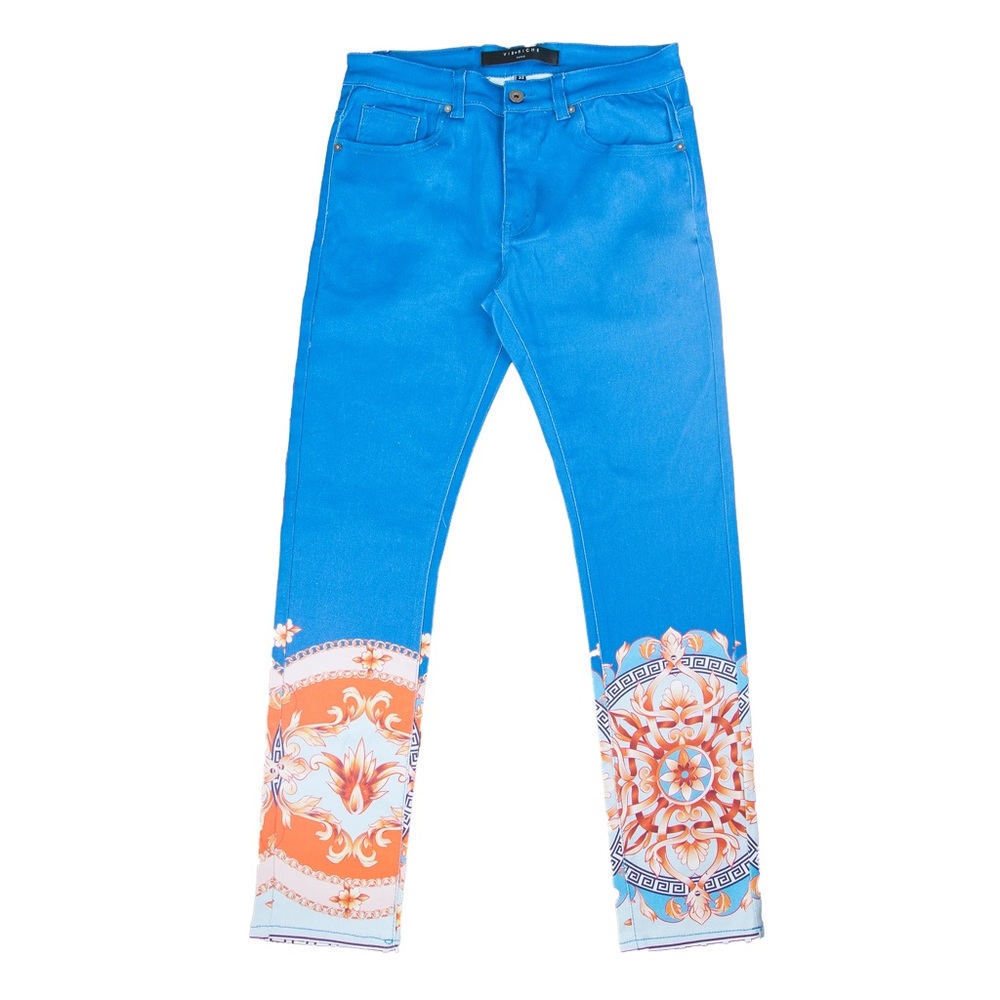 Vie Riche Baroque Print Denim Pants
